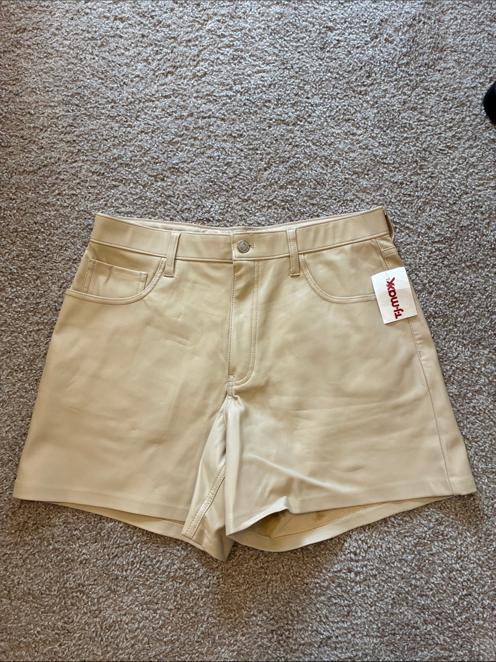 Abercrombie & Fitch Cream Leather-Look Jean Shorts